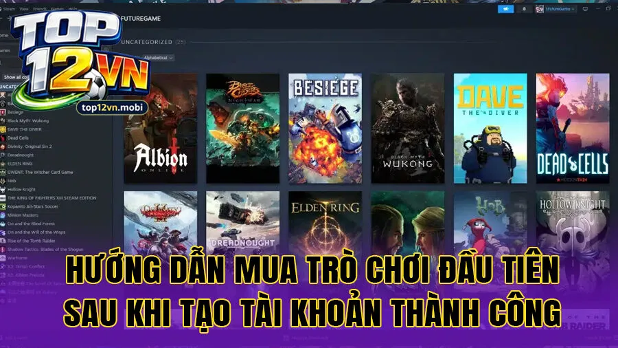 Hướng dẫn mua trò chơi đầu tiên sau khi tạo tài khoản thành công